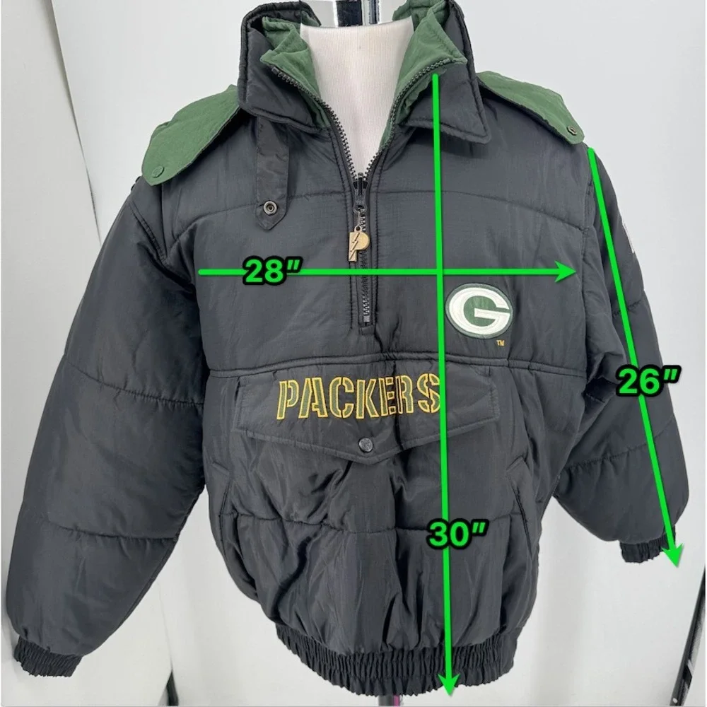 Pro Player Green‎ Bay Packers Coat MENS Reversible 1/2 Zip Hooded Pullover XL